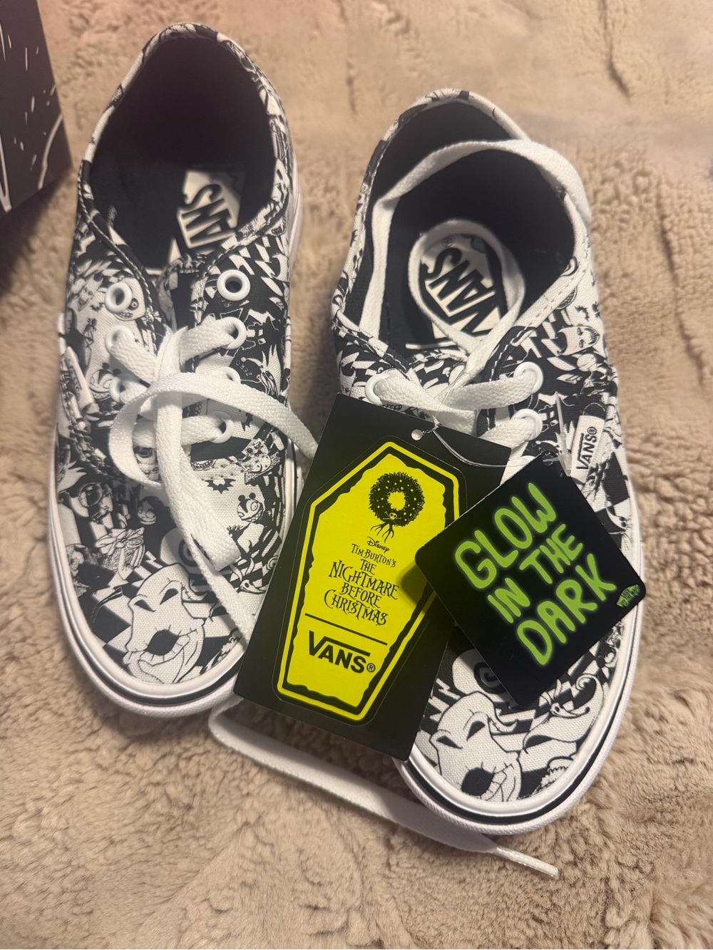 Vans Kids Glow-in-the-Dark Black & White The Nightmare Before Christmas Sneakers
